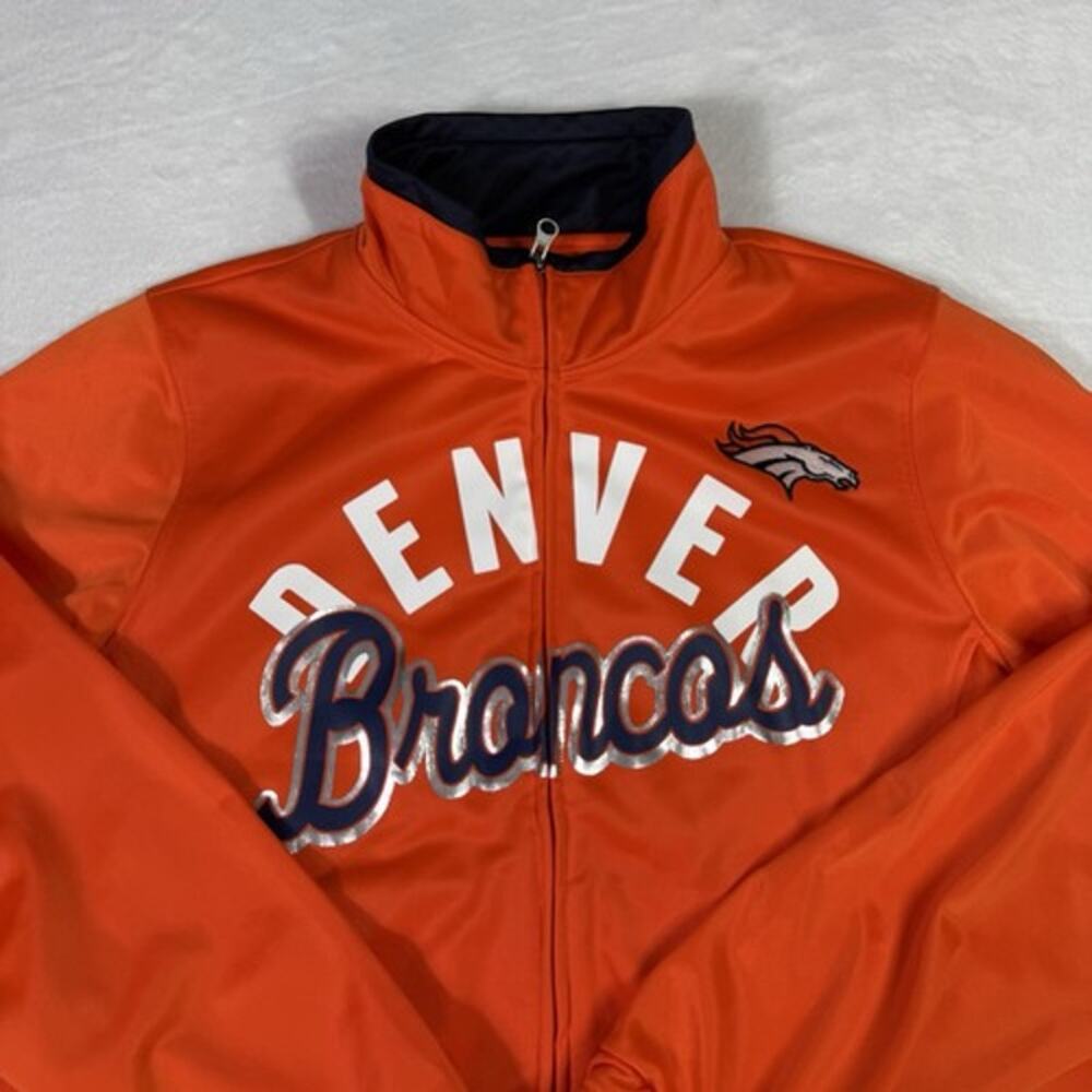 Denver Broncos Jacket Women XL Orange Full Zip NFL Pockets Team App - NEW